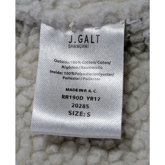 J. Galt Sherpa Lined Canvas Shirt Jacket S Cream Brown Corduroy Collar Workwear - Picture 8 of 12